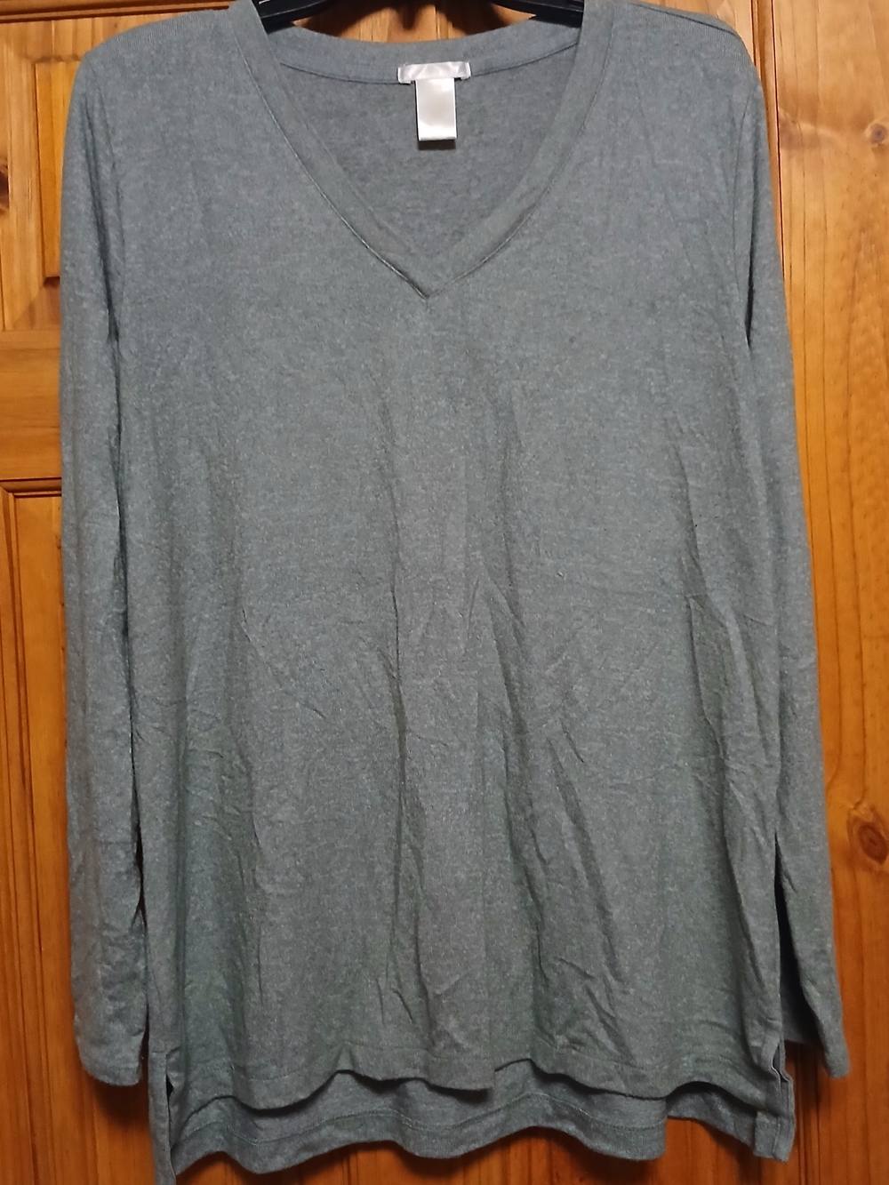 Matty M Olive Green Long Sleeve V-Neck Tee